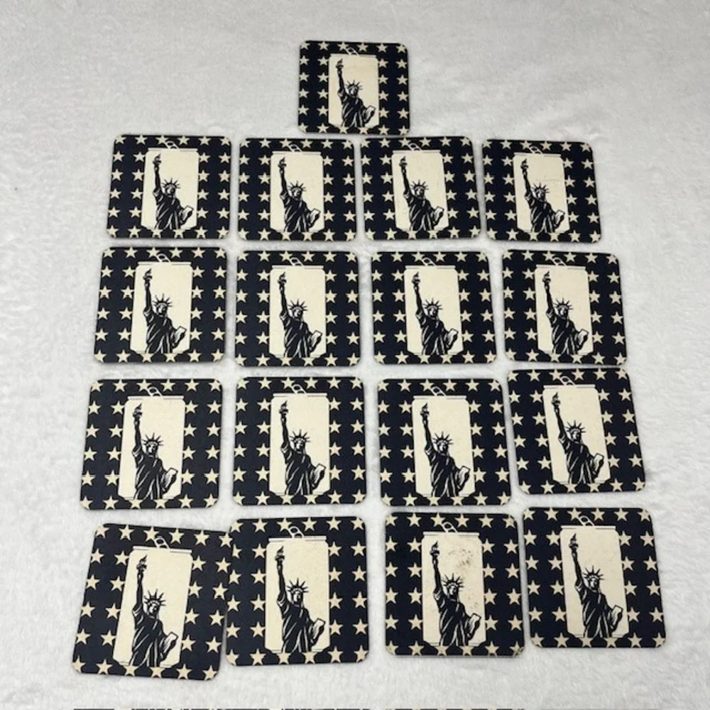 Miller Lite Beer Coasters Lot of 17 Statue of Liberty Stars Patriotic Barware